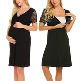 Women Pregnant Nursing Nightgown Pregnancy Dress Lace