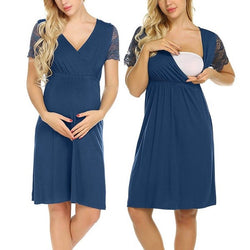 Women Pregnant Nursing Nightgown Pregnancy Dress Lace