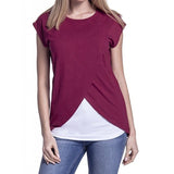 Maternity Nursing Wrap Top Cap Sleeves Double Layer