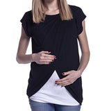 Maternity Nursing Wrap Top Cap Sleeves Double Layer