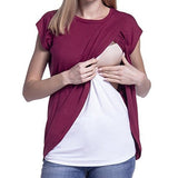 Maternity Nursing Wrap Top Cap Sleeves Double Layer