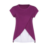 Maternity Nursing Wrap Top Cap Sleeves Double Layer