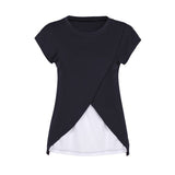 Maternity Nursing Wrap Top Cap Sleeves Double Layer