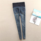 Elastic Waist Hole Stretch Denim Maternity Belly Jeans